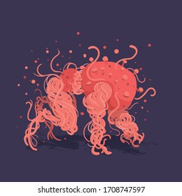 COVID-19 Virus Fantasy  illustration on dark background