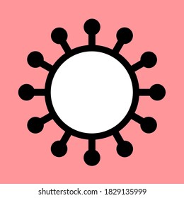 COVID-19 virus icon. Dangerous coronavirus with legs. Vector isolated illustration on red background.