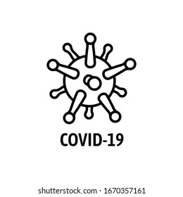 COVID-19 or 2019–nCoV virus icon. Isolated microbe on white background. 