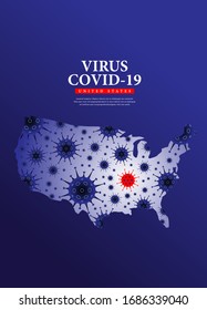 COVID-19 virus interactive map tracker for United States vector illustration. Coronavirus map in all country. Global COVID-19