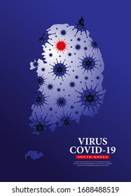 COVID-19 virus interactive map tracker for South Korea vector illustration. Coronavirus map in all country. Global COVID-19