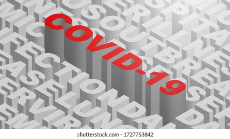 Covid-19 Virus . Isometric text . Vector design.