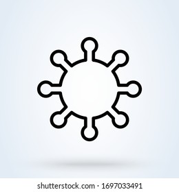 COVID-19 Virus line symbol. coronavirus immune from, flu germ icon. Vector illustration
