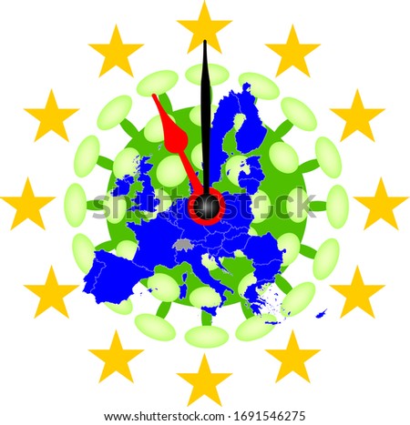 COVID-19 Virus and Map from Europe with Clock