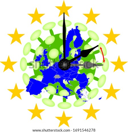 COVID-19 Virus Map from Europe with Clock running