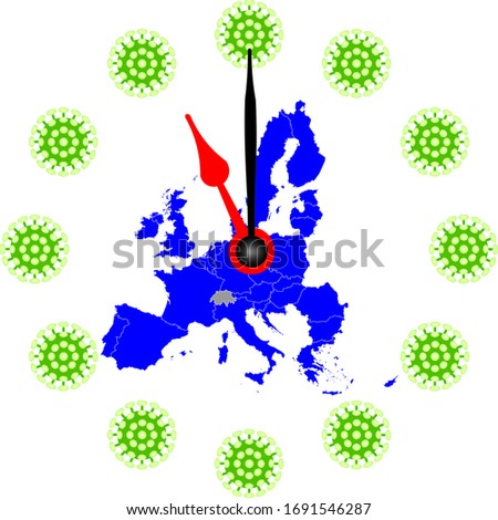 COVID-19 Virus Map from Europe with Clock
