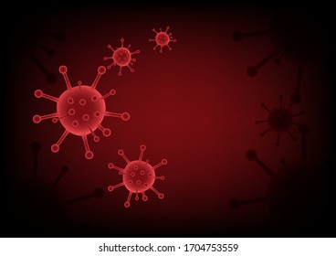 Covid19 Virus on red background.vector illustration.