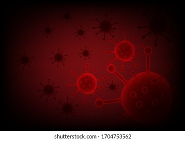 Covid19 Virus on red background.vector illustration.