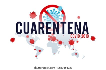CoVID-19 Virus outbreak spread. Novel coronavirus 2019-nCoV Conceptual vector illustration. Quarantine, the worldwide coronavirus pandemic. World map with the inscription. News banner, vector