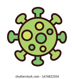 covid19 virus particle line and fill style vector illustration design