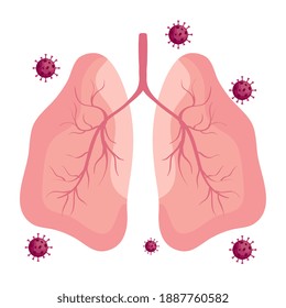 covid19 virus particles with lungs organs vector illustration design