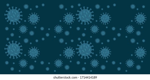  Covid-19. Patrón de virus.Fondo del Coronavirus. Verde oscuro. Banner médico