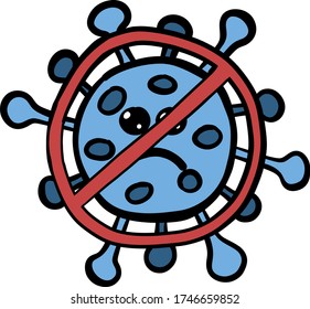 Covid-19 virus prohibited sign, vector illustration.