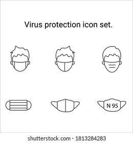Covid-19 virus protection  icon set.