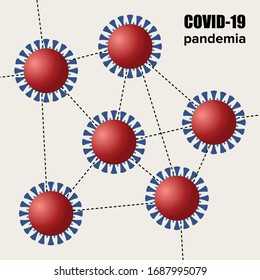 Covid19 Virus Speading Map. Virus Icons isolated on White. Vector Illustration. Pandemic Coronavirus Covid Desease