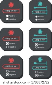 COVID-19 virus test icon with check box for positive or negative result