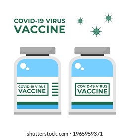 Covid-19 Virus Vaccine, a bottle of covid vaccine, the bottle seen from two directions, vector illustration style