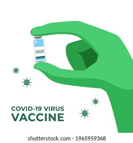 Covid-19 Virus Vaccine, a nurse holding a bottle of vaccine, Covid vaccination by a nurse, vector illustration style