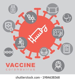 COVID-19 virus vaccine vector icon.