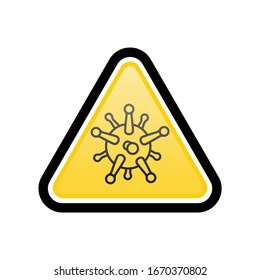 COVID-19 or 2019–nCoV virus warning sign. Isolated microbe on yellow triangle with black edging.