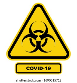 Covid-19 warning sign in a triangle. Global epidemic of SARS-CoV-2 Coronavirus. Vector illustration.
