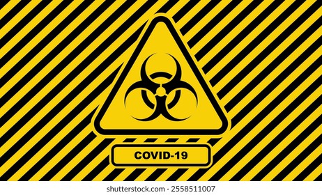 Covid-19 warning sign in a triangle. Global epidemic of SARS-CoV-2 Coronavirus. Vector illustration.