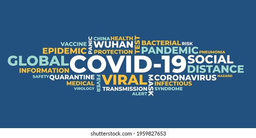 COVID-19 word cloud isolated. Vector illustration.