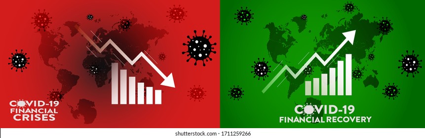 COVID-19 World Financial Crises And Recovery Graph Chart Vector