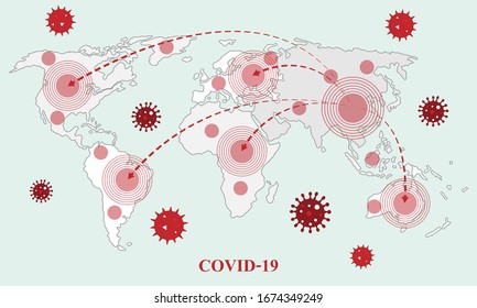 Covid-19, World Map Of Corona Virus, Covid19 Is Spreading Across The World.