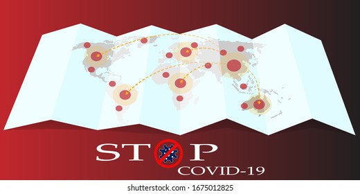 Covid-19, World map of Corona virus, Covid19 is spreading across the world, world map on mock up paper.