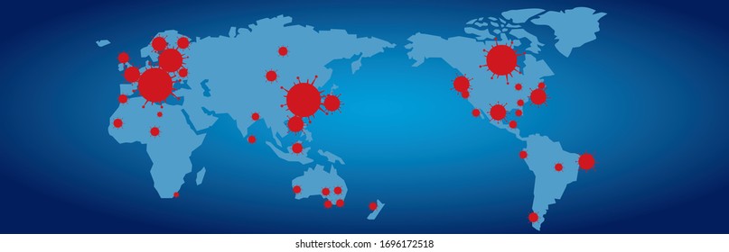 Covid-19, World map of Corona virus, Covid19 is spreading across the world.