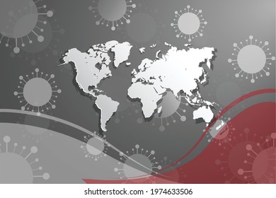 COVID-19 in the world map. Graphic logo design wallpaper background. vector illustration.