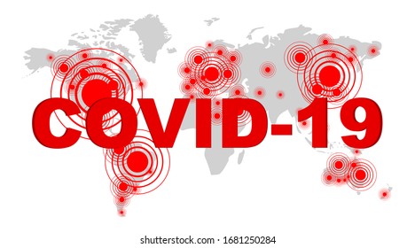 Covid-19 with world map. Stop Coronavirus concept. Coronavirus control. Fighting coronavirus. Vector illustration.