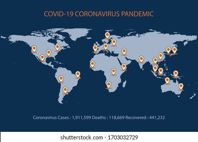 Covid-19 world pandemic report. The Coronavirus is affecting many countries and territories around the world