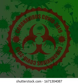 COVID-19 Wuhan coronavirus bacteria cell outbreak, coronavirus quarantine, stop pandemic 2020. For design, logo, symbol, icon, prevent brochure. SARS medical risk alert. Vector illustration background
