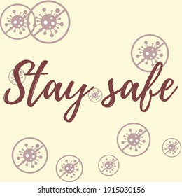 Covid-19 Yellow Healthcare Pink Pandemic Sick Test Wallpaper. Dark Danger Sign Coronavirus Text Pastel Take Care Epidemic Background. Quarantine Stay Safe Red Asian Flue Stop Covid Virus Illustration.