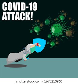 Covid19-Corona Attack illustration design of a doctor who fought against the corona virus to save our earth