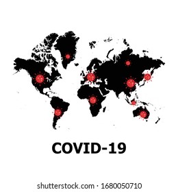 COVID-19,Corona Virus World Map Vector Illustration EPS 10