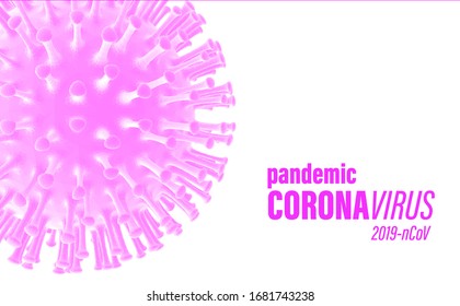 Covid-2019 colored pink medical background. Sars type of virus 2019-nCoV. Medical illustration model of coronavirus. Vector illustration.
