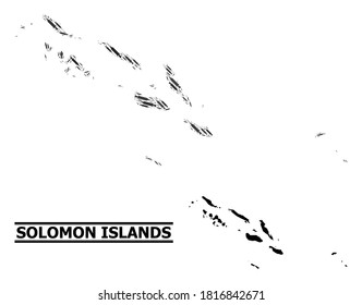 Covid-2019 Treatment mosaic and solid map of Solomon Islands. Vector map of Solomon Islands is done of syringes and men figures. Template designed for political purposes.