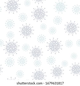 Covid-2019 vector seamless pattern with viruses.
Coronovirus under the microscope. Background on the theme of disease and medicine.
