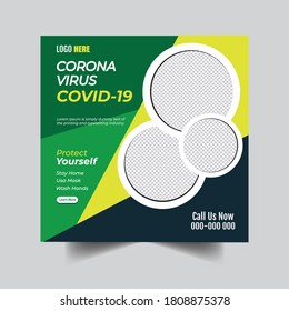 Covide-19 Corona virus Instagram social banner for Company or agency, Protect your self from corona virus.