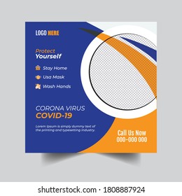 Covide-19 Corona Virus Social And  Web Banner For Business Company, Medical, Healthcare, Non Profit Organazations