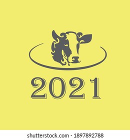 cow 100% milk yellow background calendar 2021