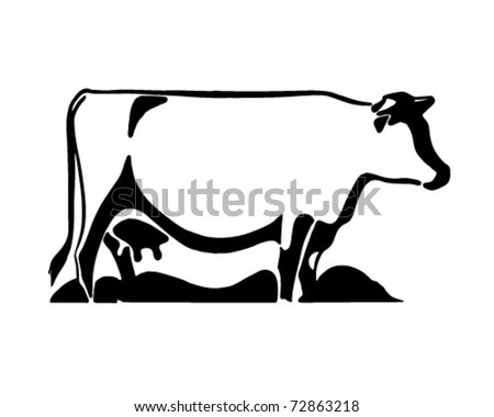 Cow 2 Retro Ad Art Illustration Vector de stock (libre de Cow 2 Retro Ad Art Illustration Vector de stock (libre de