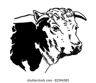 Cow 3 - Retro Clipart Illustration