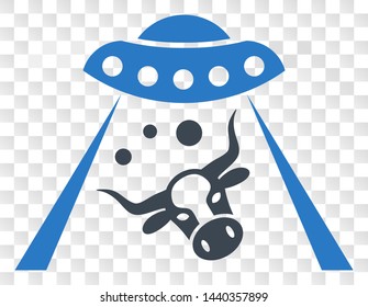 Cow abduction EPS vector pictogram. Illustration contains flat cow abduction iconic symbol on a chess transparent background.