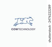 Cow abstract technology lines simple logo vector icon illustration. Isolated object on background