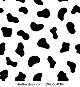 Cow abstract vector seamless pattern. Monochrome black and white simply trendy modern textile wrapping paper design. Milk Day