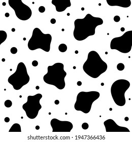 Cow abstract vector seamless pattern. Monochrome black and white simply trendy modern textile wrapping paper design. Milk Day